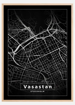 Kort - Vasastan - Sort Plakat (21x29.7 cm (A4))