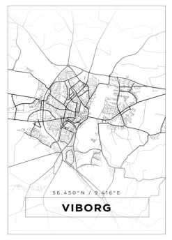 Kort - Viborg - Hvid Plakat (21x29.7 cm (A4))
