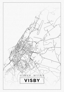 Kort - Visby - Hvid Plakat (21x29.7 cm (A4))