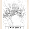 Kort - Västerås - Hvid Plakat (21x29.7 cm (A4))