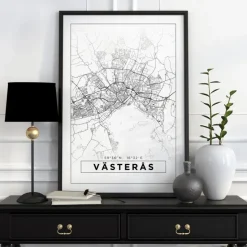 Kort - Västerås - Hvid Plakat (21x29.7 cm (A4))