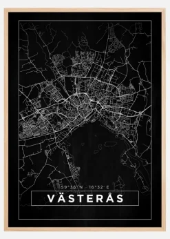 Kort - Västerås - Sort Plakat (21x29.7 cm (A4))