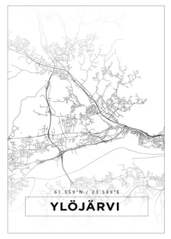 Kort - Ylöjärvi - Hvid Plakat (21x29.7 cm (A4))