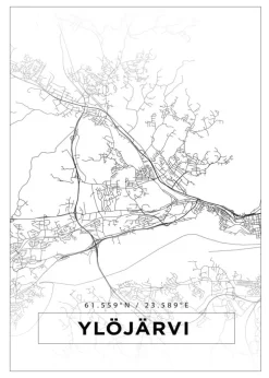 Kort - Ylöjärvi - Hvid Plakat (21x29.7 cm (A4))