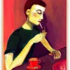 Lady lighting cigarette Plakat (21x29.7 cm (A4))