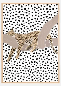 Leopard Sleeping Polkadots Plakat (21x29.7 cm (A4))