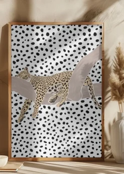 Leopard Sleeping Polkadots Plakat (21x29.7 cm (A4))