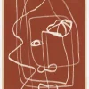 Line art abstract portrait terracotta 03 Plakat (21x29.7 cm (A4))