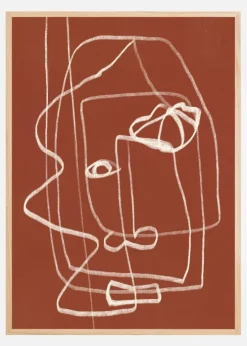 Line art abstract portrait terracotta 03 Plakat (21x29.7 cm (A4))
