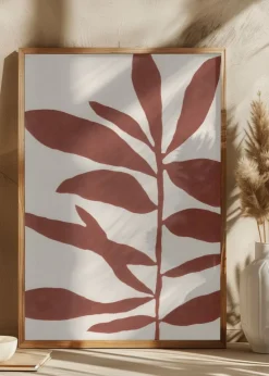 Linocut Branch #3 : Saffron Red Plakat (21x29.7 cm (A4))