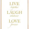 Live, laugh, love - Guldlignende Plakat (30x40 cm)