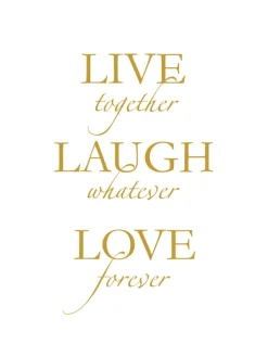Live, laugh, love - Guldlignende Plakat (30x40 cm)