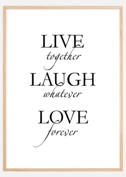 Live, laugh, love - Sort Plakat (30x40 cm)