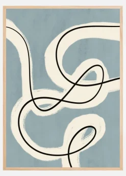 Minimalist line art in blue grey Plakat (21x29.7 cm (A4))