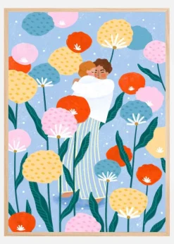 Mother and Child Amongst Flowers Plakat (21x29.7 cm (A4))