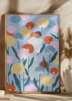 Mother and Child Amongst Flowers Plakat (21x29.7 cm (A4))