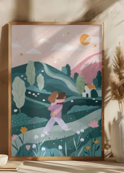 Mummy Daughter Countryside Walk Plakat (21x29.7 cm (A4))