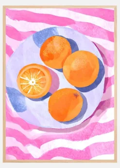 Orangen auf Teller Plakat (21x29.7 cm (A4))