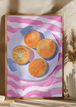 Orangen auf Teller Plakat (21x29.7 cm (A4))