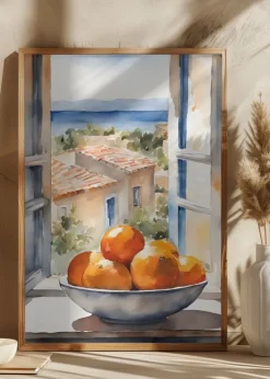 Orangenschale im Fenster Plakat (21x29.7 cm (A4))