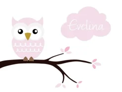 Owl Name Poster Pink (21x29,7 cm (A4))