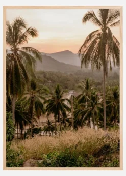 Palm Trees On Mountain Plakat (21x29.7 cm (A4))