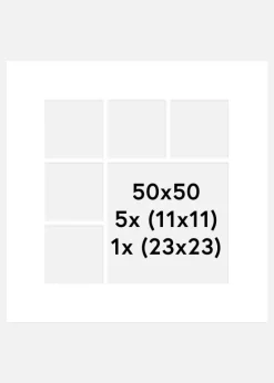 Passepartout Hvid (Hvid kerne) Collage 6 Billeder 50x50 cm