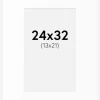 Passepartout Hvid Standard (Hvid kerne) 24x32 cm (13x21)