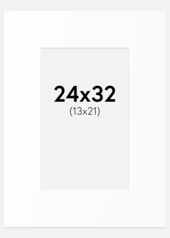 Passepartout Hvid Standard (Hvid kerne) 24x32 cm (13x21)