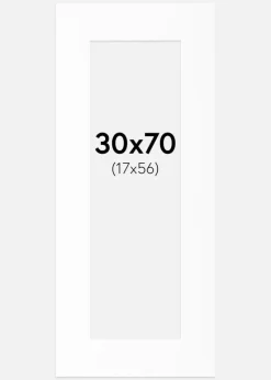 Passepartout Hvid Standard (Hvid kerne) 30x70 cm (17x56)