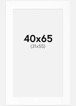 Passepartout Hvid Standard (Hvid kerne) 40x65 cm (31x55)
