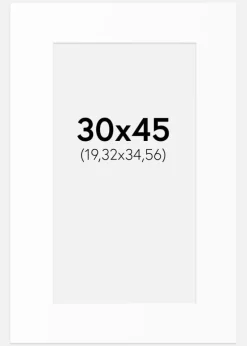 Passepartout Hvid Standard (Hvid kerne) 30x45 cm (19,32x34,56)