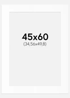 Passepartout Hvid Standard (Hvid kerne) 45x60 cm (34,56x49,8)