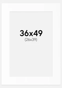 Passepartout Hvid Standard (Hvid kerne) 36x49 cm (26x39)