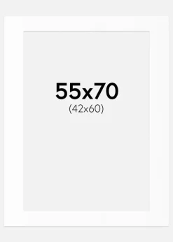 Passepartout Hvid Standard (Hvid kerne) 55x70 cm (42x60)