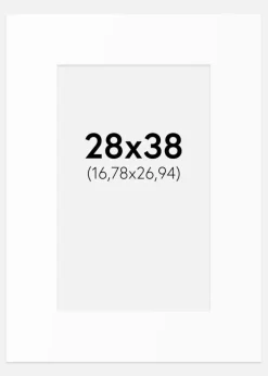 Passepartout Hvid Standard (Hvid kerne) 28x38 cm (16,78x26,94)