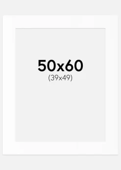 Passepartout Hvid Standard (Hvid kerne) 50x60 cm (39x49)