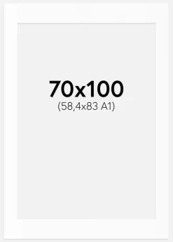 Passepartout Hvid Standard (Hvid kerne) 70x100 cm (58,4x83 - A1)