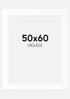 Passepartout Hvid Standard (Hvid kerne) 50x60 cm (40x50)
