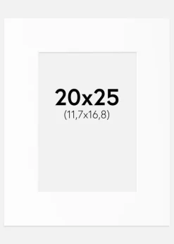 Passepartout Hvid Standard (Hvid kerne) 20x25 cm (11,7x16,8)