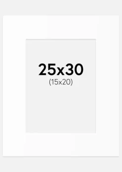 Passepartout Hvid Standard (Hvid kerne) 25x30 cm (15x20)