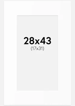 Passepartout Hvid Standard (Hvid kerne) 28x43 cm (17x31)