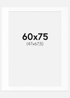 Passepartout Hvid Standard (Hvid kerne) 60x75 cm (47x67,5)