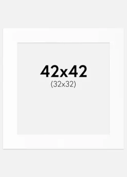 Passepartout Hvid Standard (Hvid kerne) 42x42 cm (32x32)