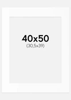 Passepartout Hvid Standard (Hvid kerne) 40x50 cm (30,5x39)