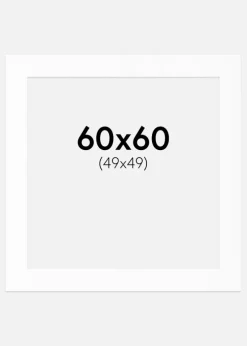 Passepartout Hvid Standard (Hvid kerne) 60x60 cm (49x49)