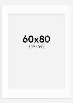 Passepartout Hvid Standard (Hvid kerne) 60x80 cm (49x64)