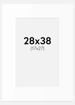 Passepartout Hvid Standard (Hvid kerne) 28x38 cm (17x27)
