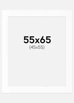 Passepartout Hvid Standard (Hvid kerne) 55x65 cm (45x55)