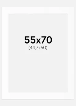 Passepartout Hvid Standard (Hvid kerne) 55x70 cm (44,7x60)